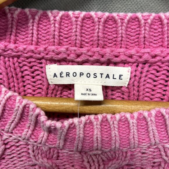 Aeropostale Sweater Womens XS Pink Long Sleeve Pullover Cable Knit - Picture 4 of 7